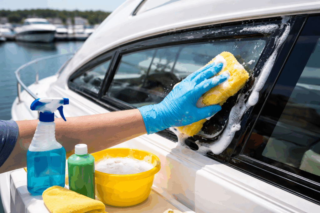 raamrubbers boot schoonmaken