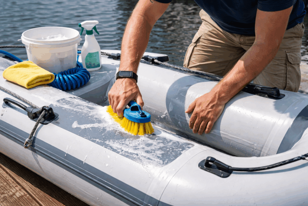 pvc boot schoonmaken