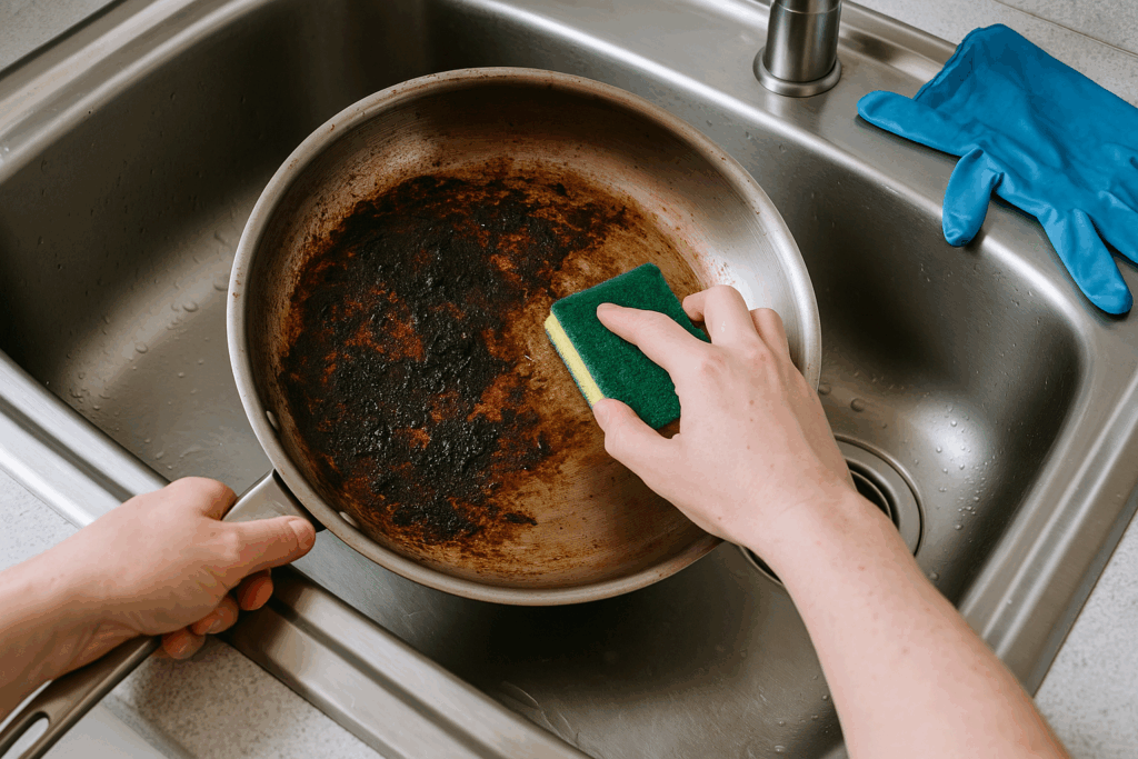 Aangebrande pan schoonmaken