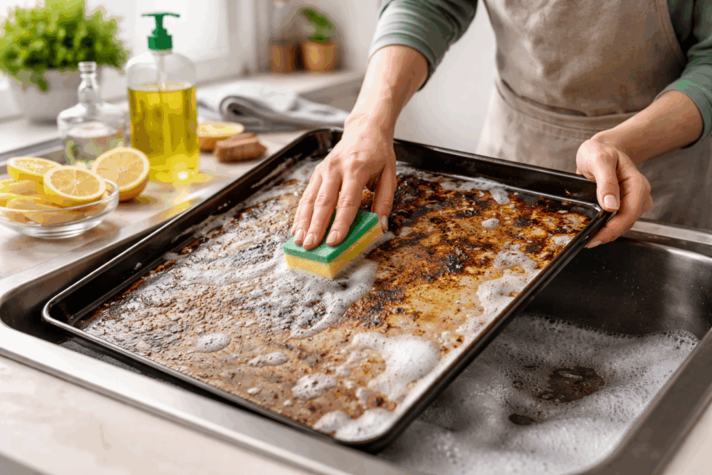 Bakplaat schoonmaken