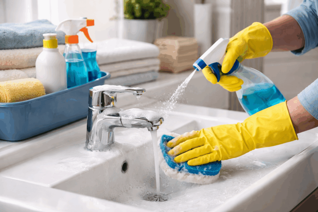 Badkamer schoonmaken