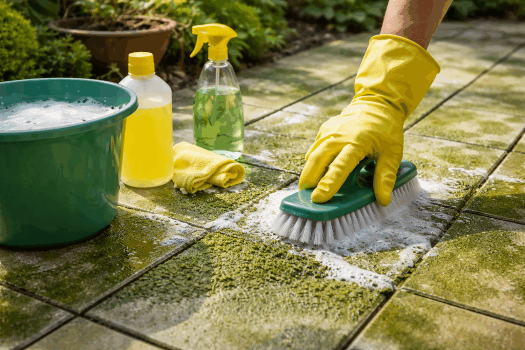 Groene tegels schoonmaken