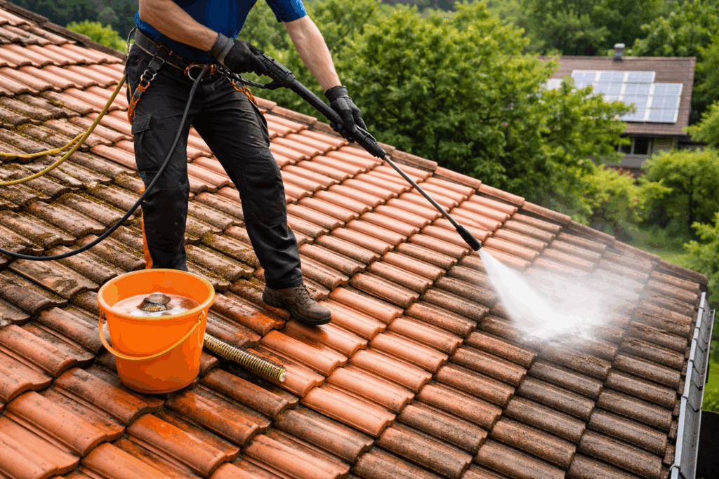 Dakpannen schoonmaken