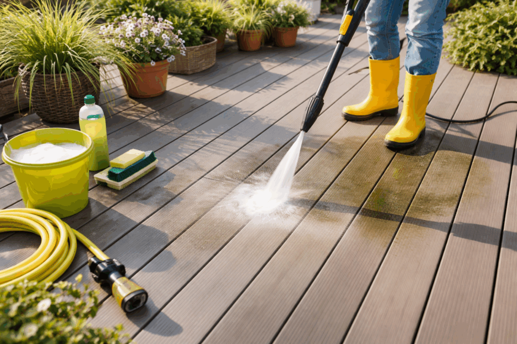 kunststof vlonder schoonmaken