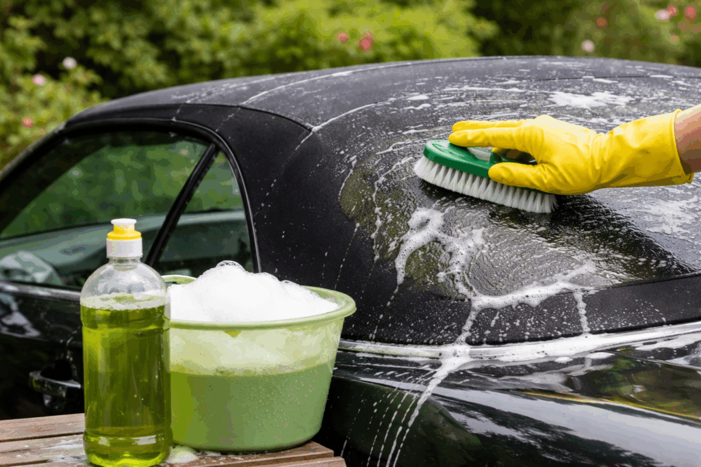 cabriodak schoonmaken groene zeep