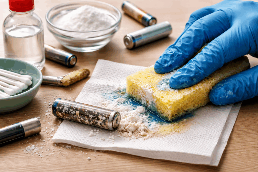 Lekkende batterij schoonmaken