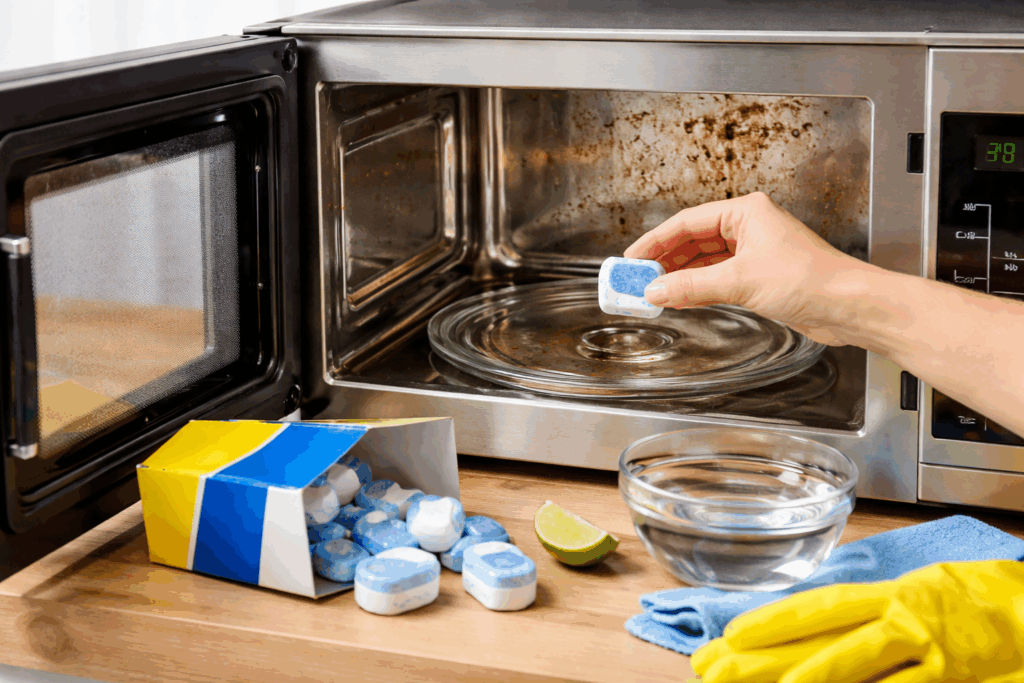 Combimagnetron schoonmaken vaatwastablet