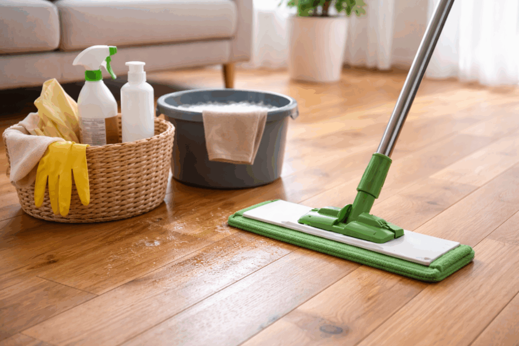 Geoliede houten vloer schoonmaken