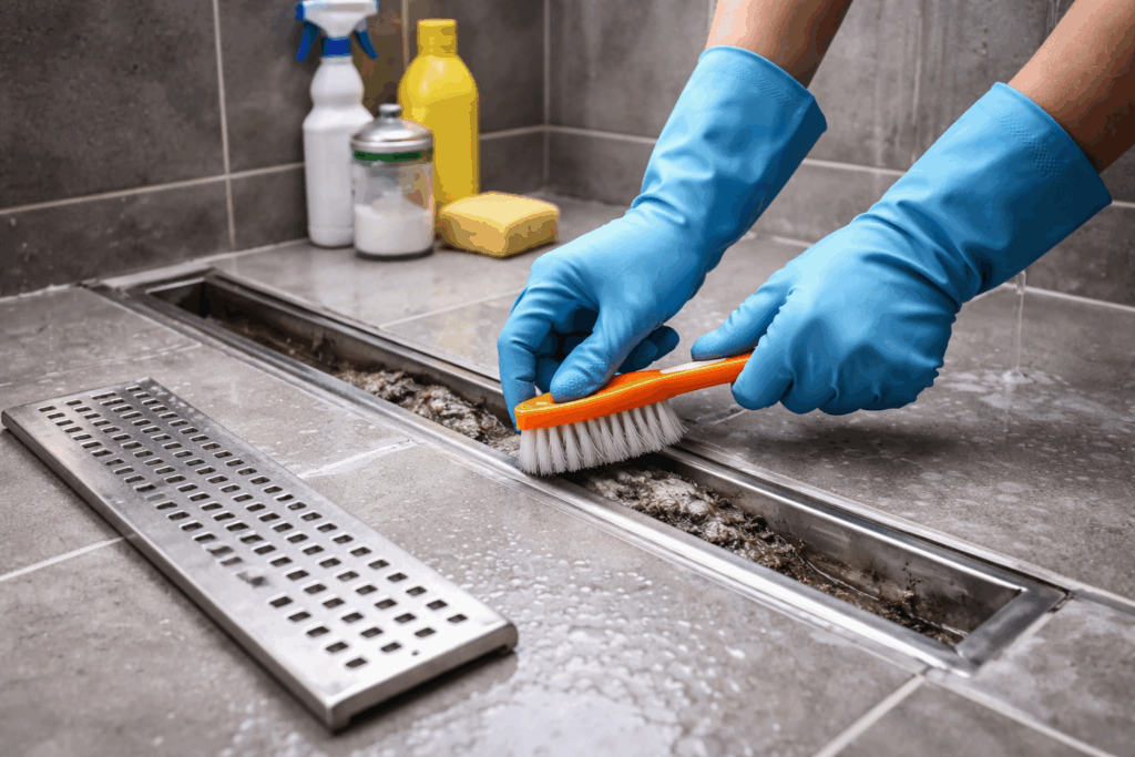 Douchegoot schoonmaken