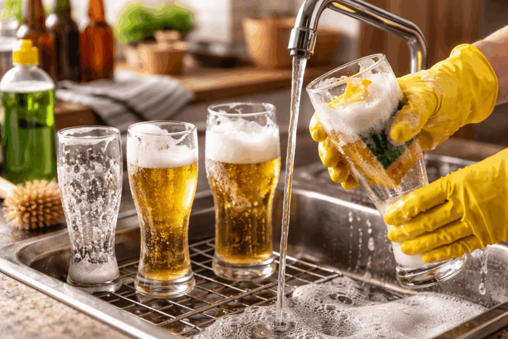 Bierglazen schoonmaken