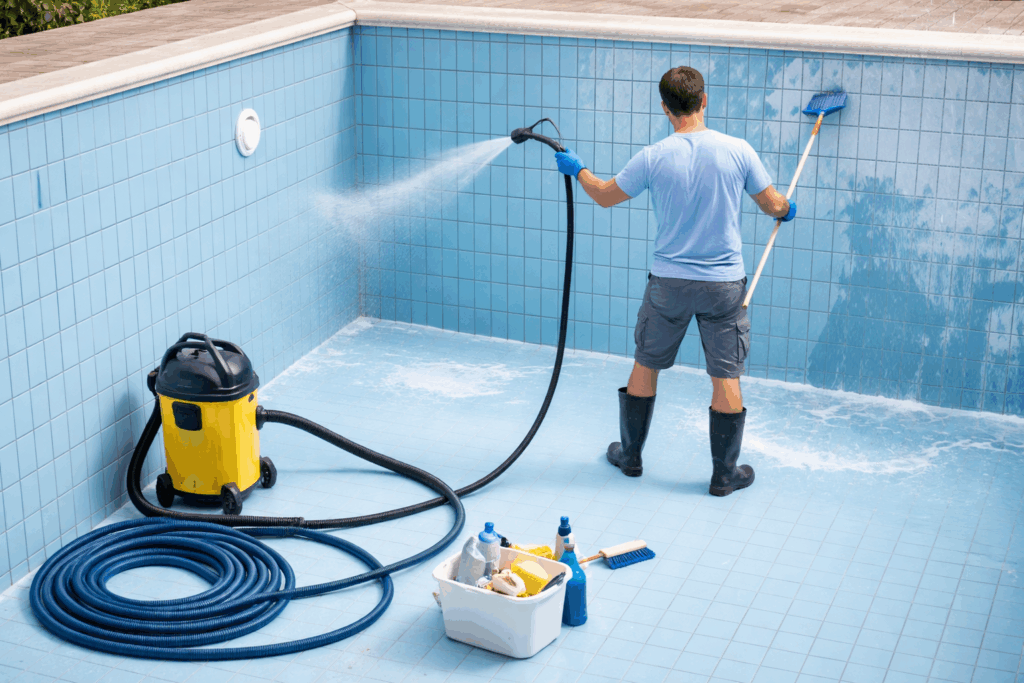 binnenkant zwembad schoonmaken