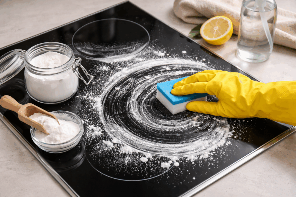 keramische kookplaat schoonmaken baking soda