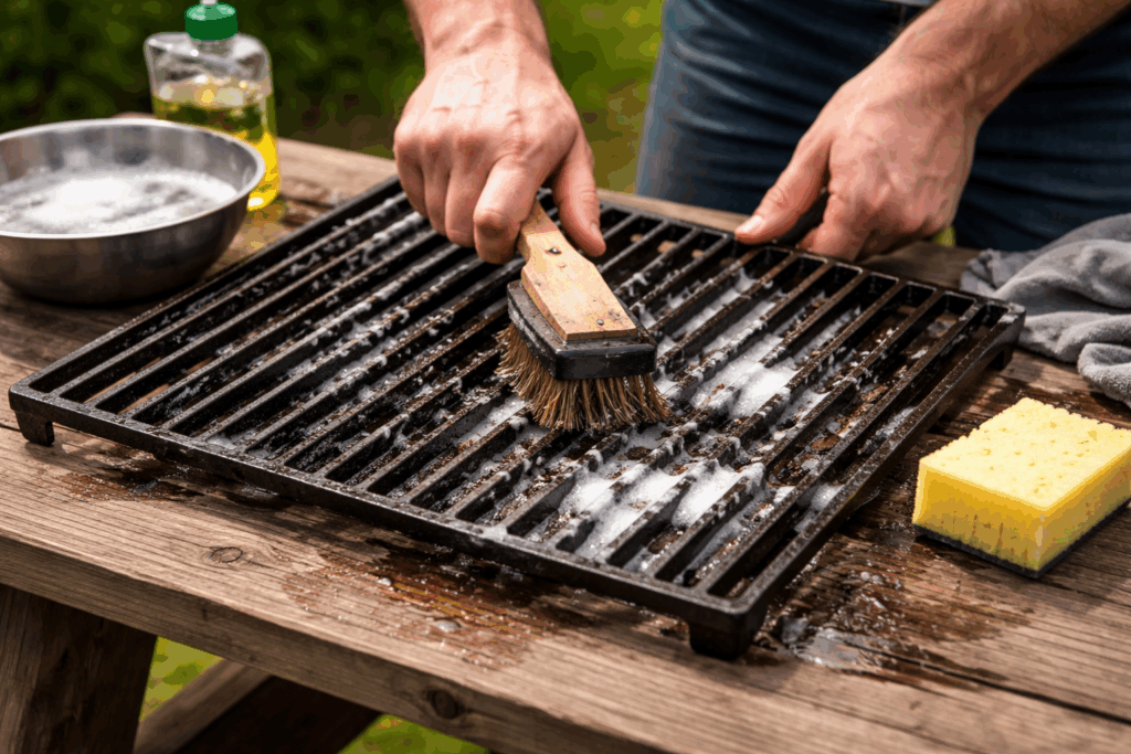 Gietijzeren rooster schoonmaken