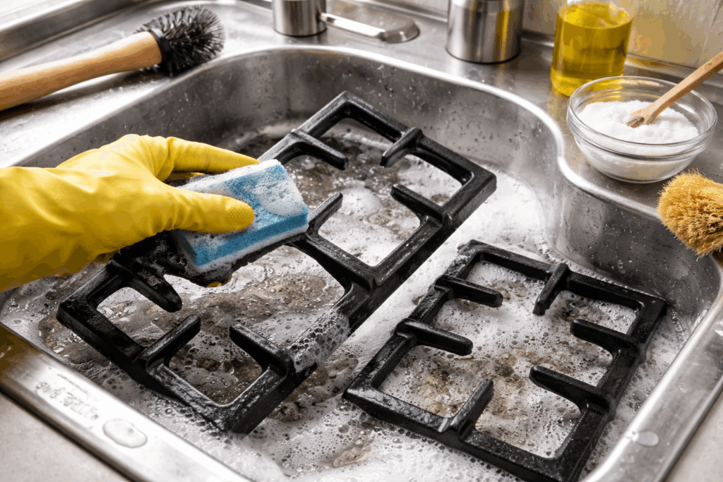 Gietijzeren pannendragers schoonmaken