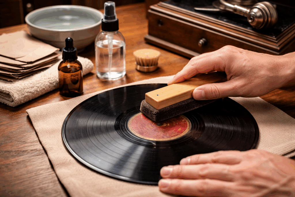 78 toeren platen schoonmaken