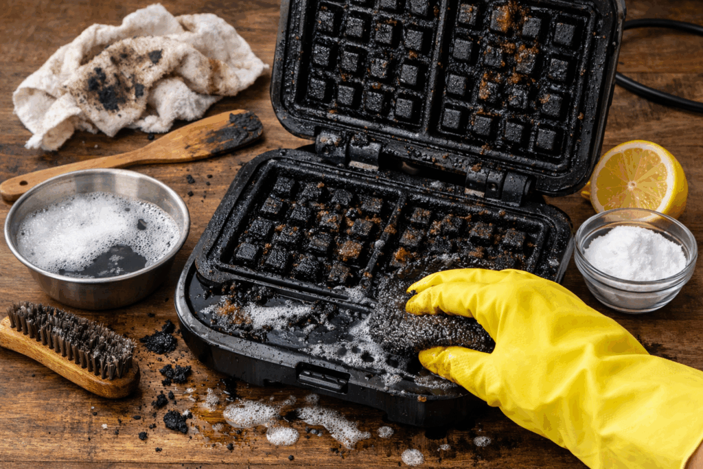 aangebrand wafelijzer schoonmaken