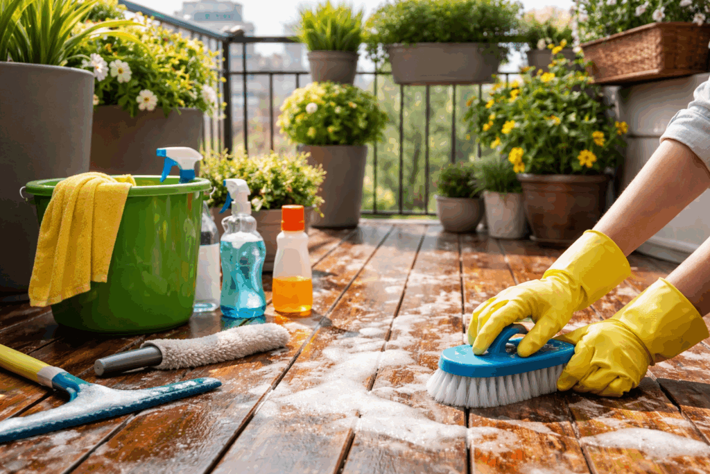 Balkon schoonmaken
