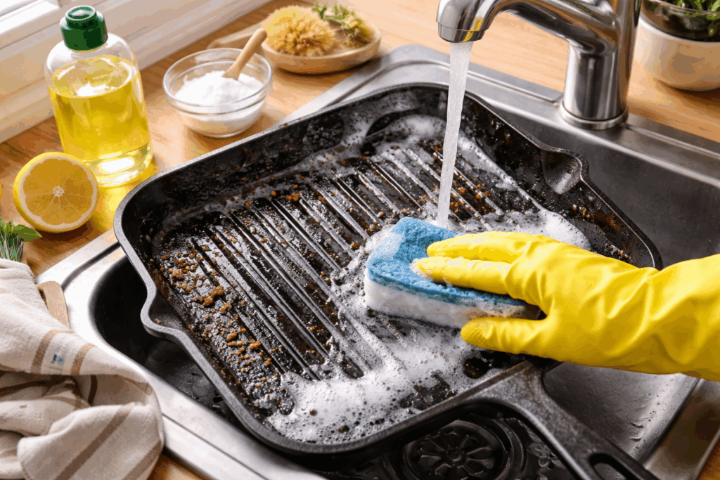 Grillpan schoonmaken