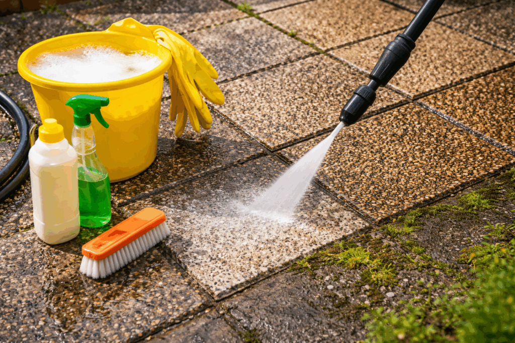 Grindtegels schoonmaken