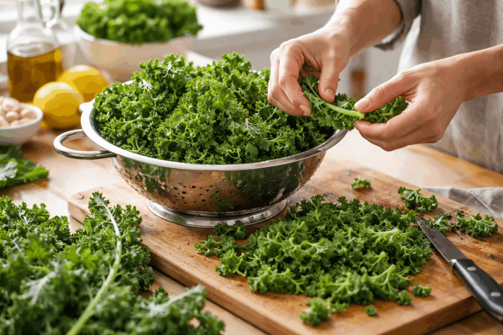 Boerenkool schoonmaken