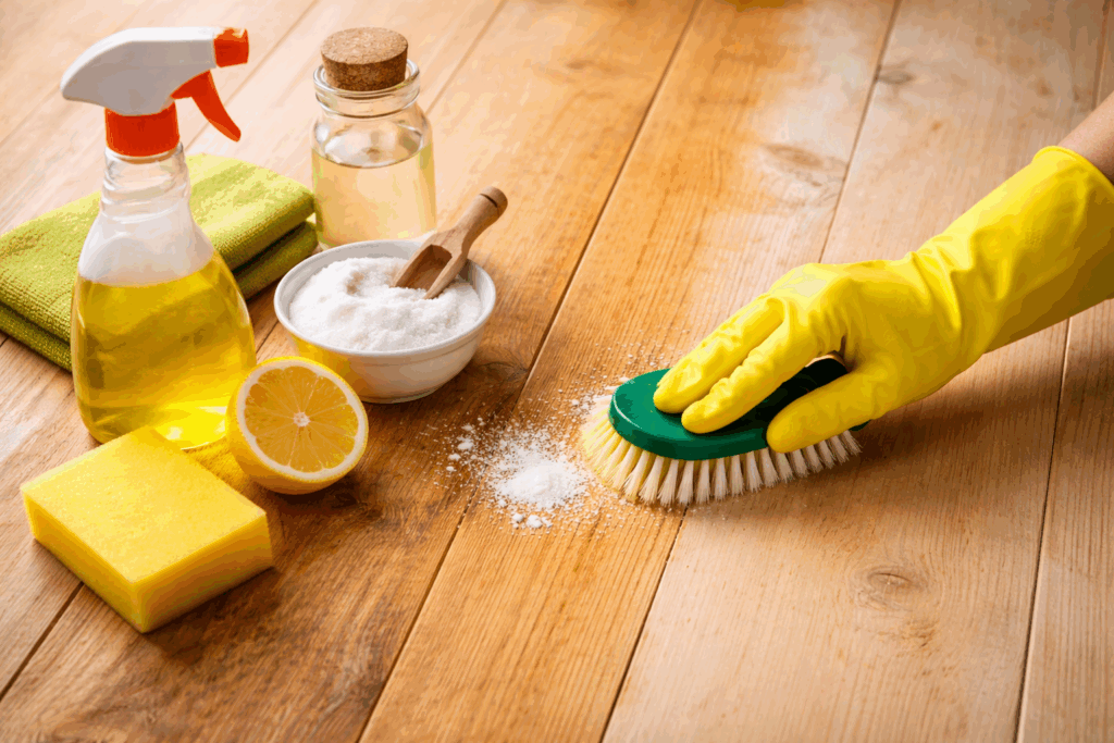 vergeeld hout schoonmaken