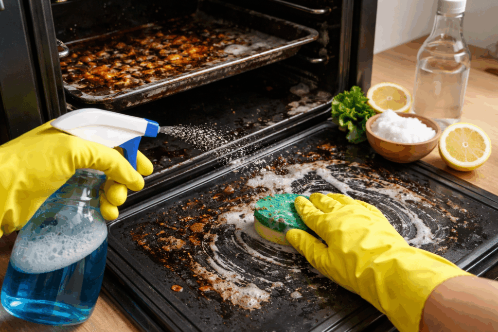 aangebrande resten oven schoonmaken