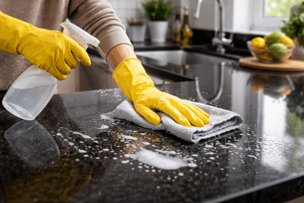 aanrechtblad graniet schoonmaken