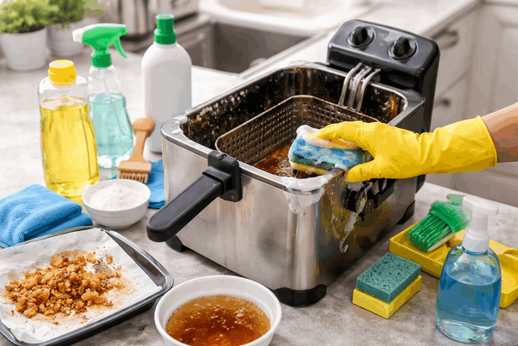 Frituurpan schoonmaken