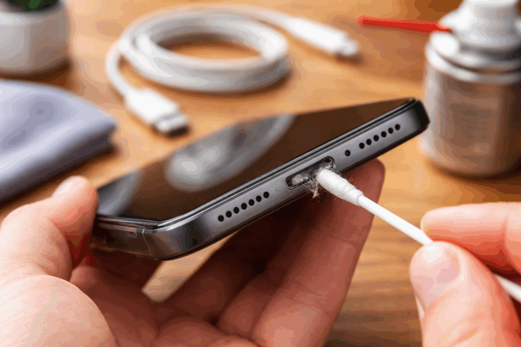 oplaadpoort schoonmaken