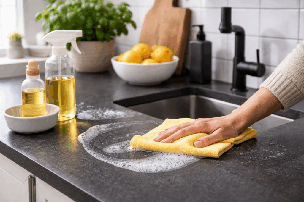 Composiet aanrechtblad schoonmaken