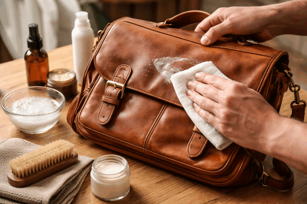 Leren tas schoonmaken