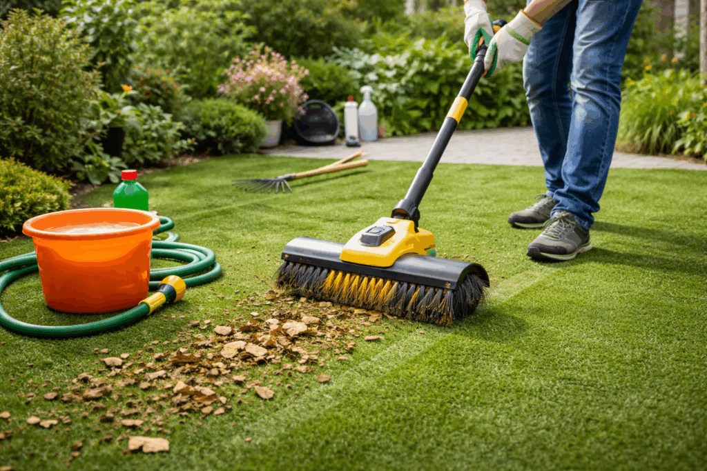 Kunstgras schoonmaken