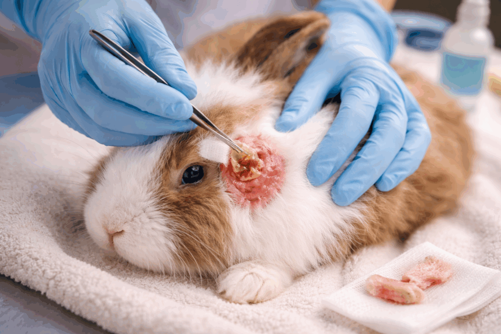 abces konijn schoonmaken