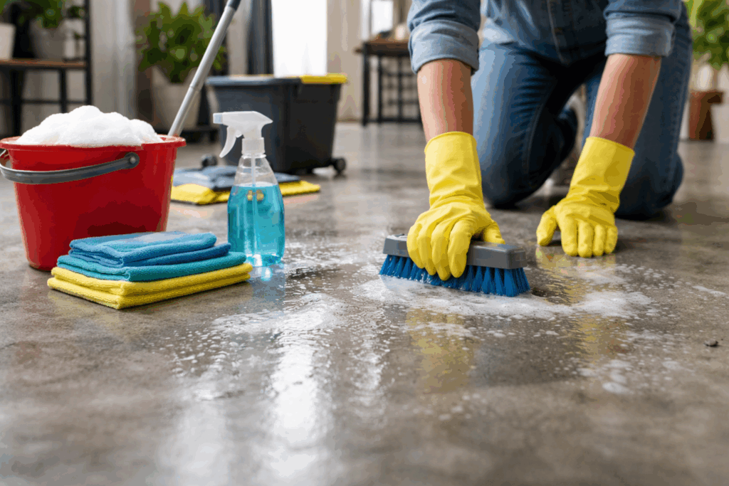 Betonvloer schoonmaken