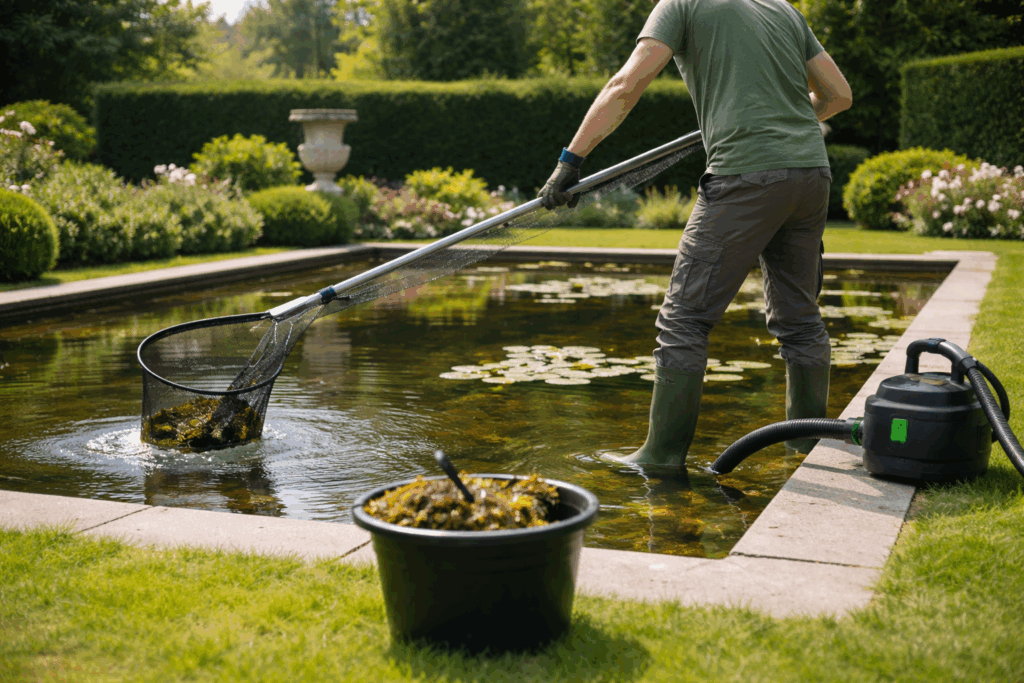 spiegelvijver schoonmaken