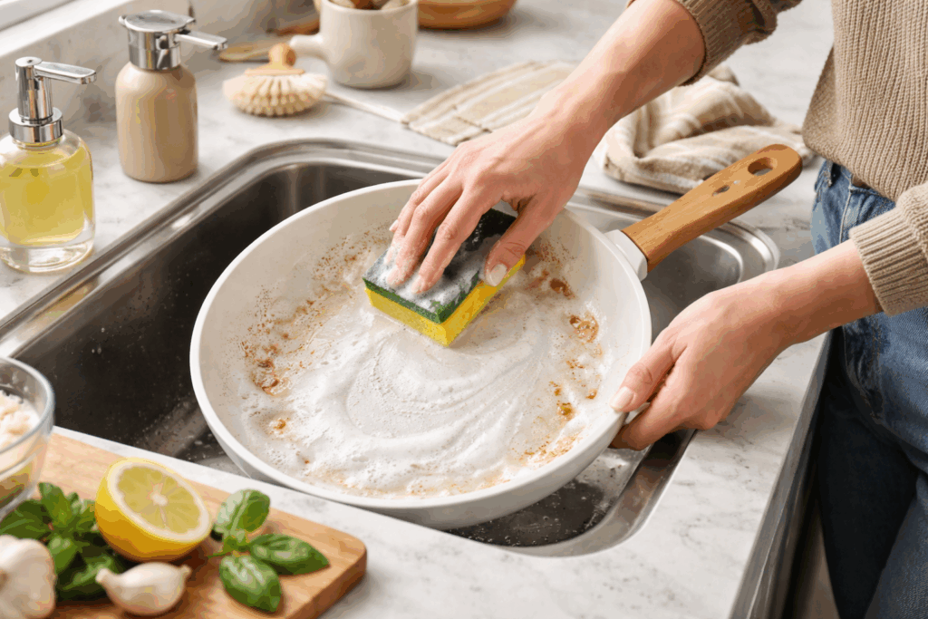 Keramische pan schoonmaken