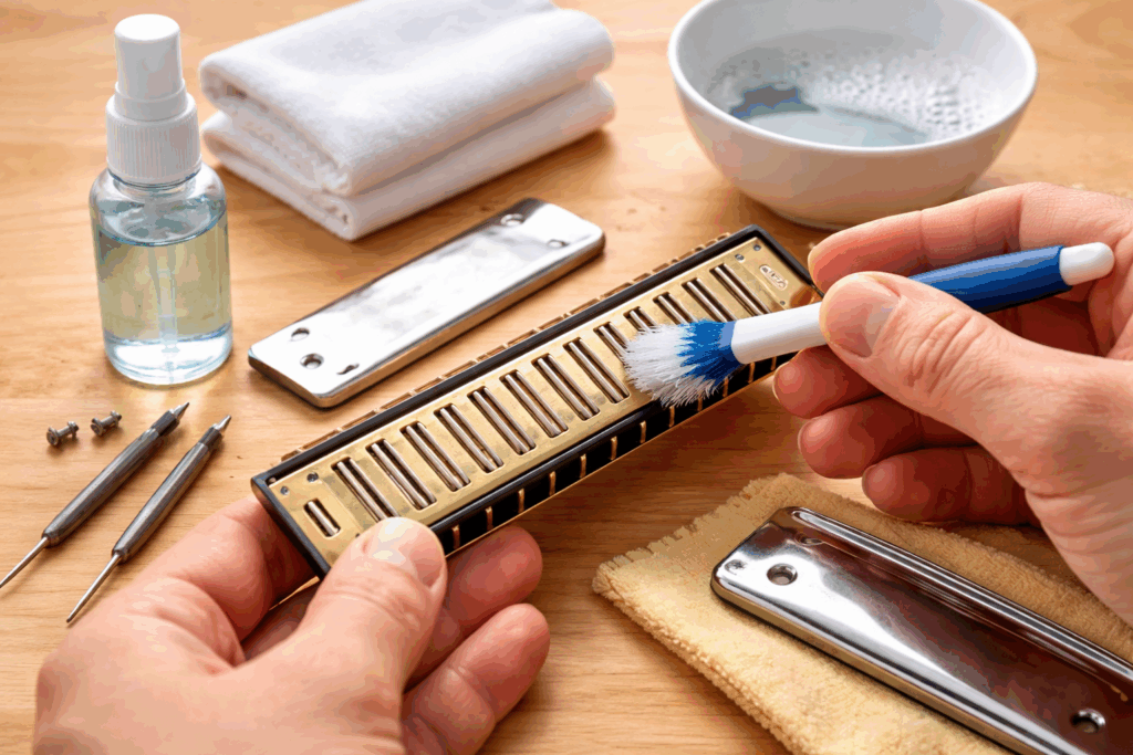 schoonmaken mondharmonica