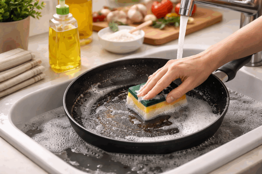 anti aanbaklaag schoonmaken