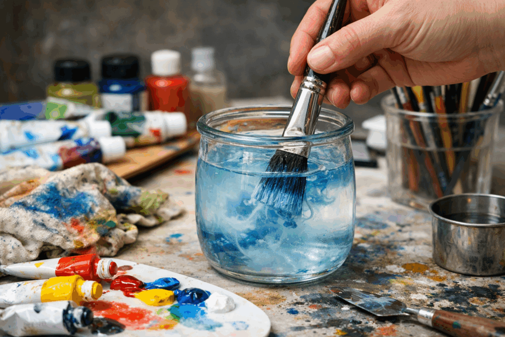 acrylverf kwast schoonmaken