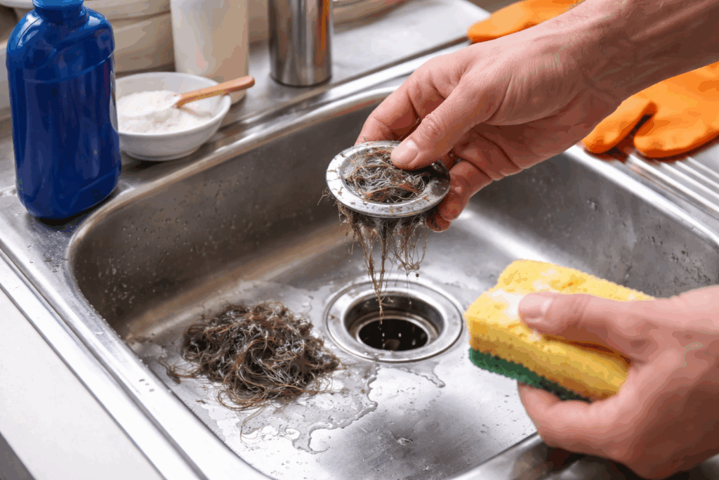 afvoer wasbak schoonmaken