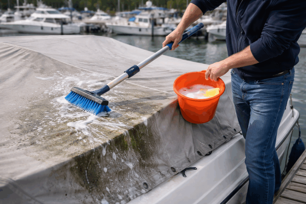 afdekzeil boot schoonmaken