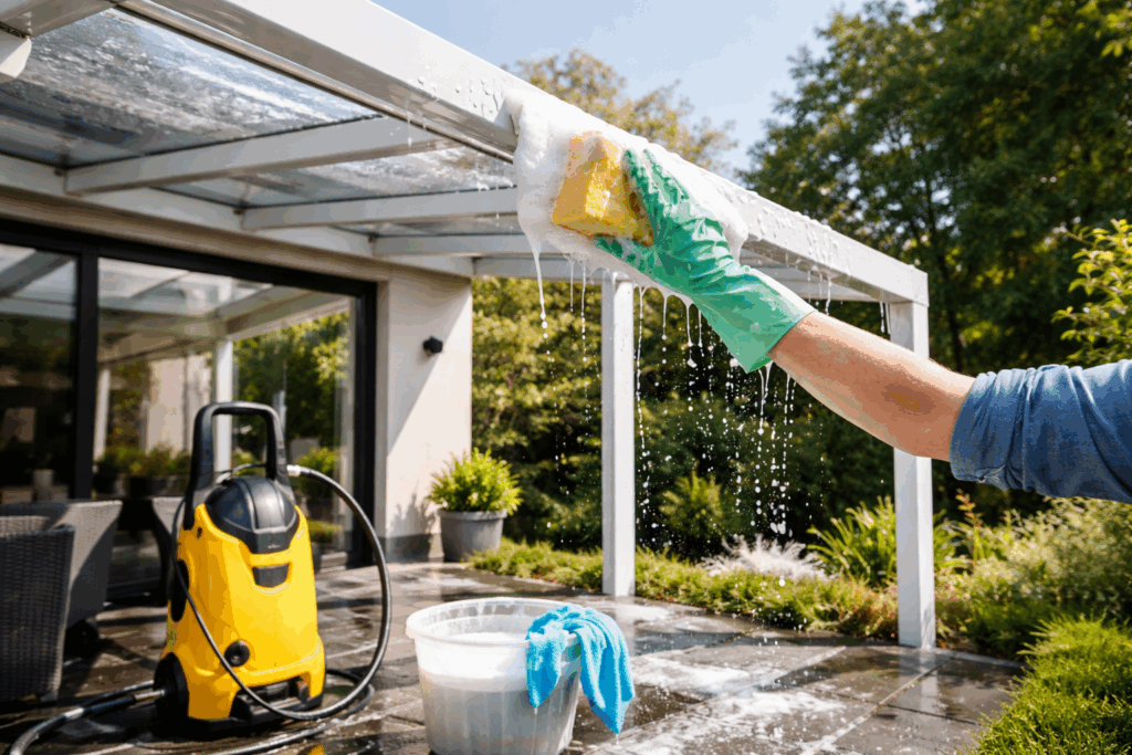 aluminium veranda schoonmaken