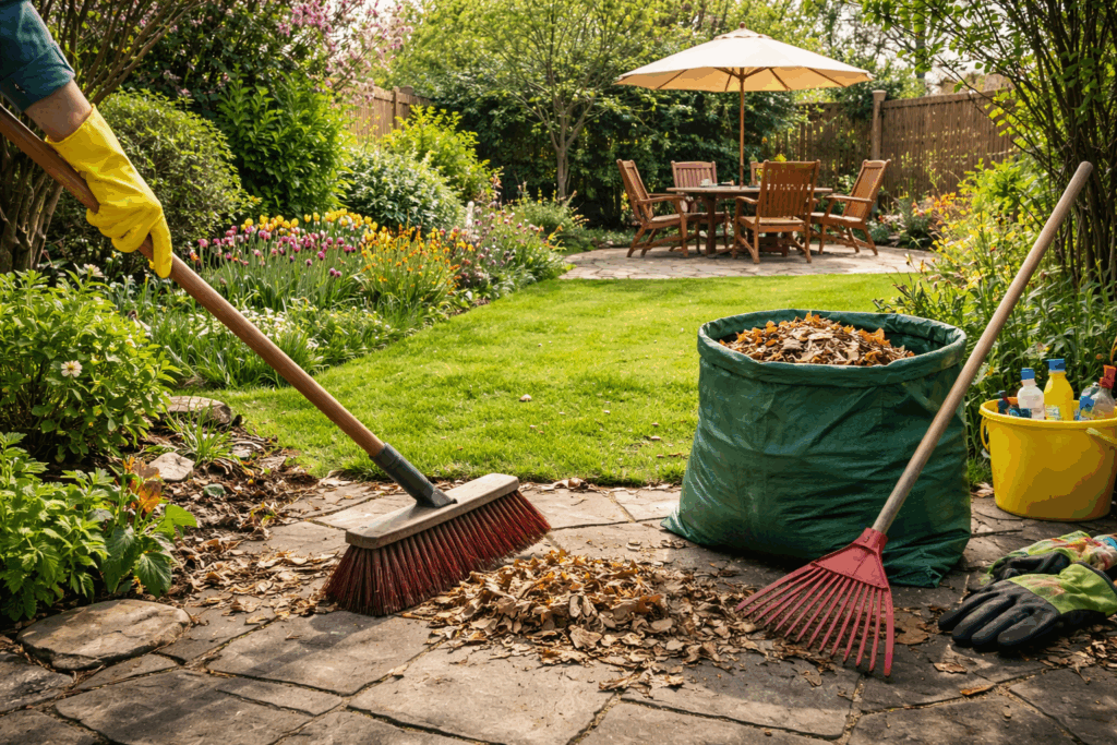 achtertuin schoonmaken