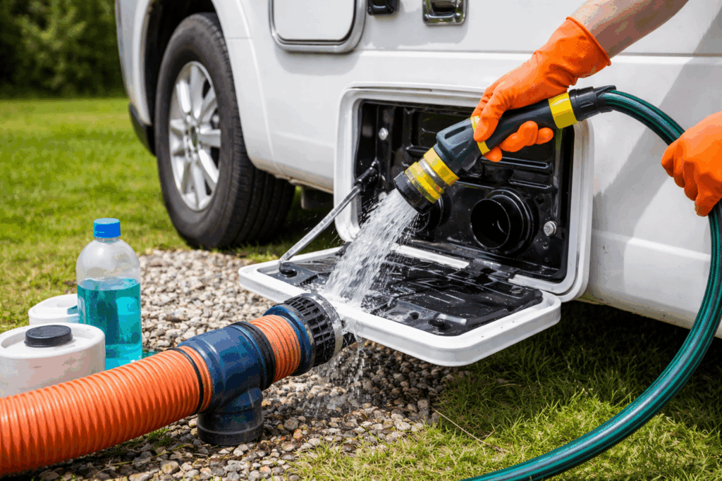 afvaltank camper schoonmaken