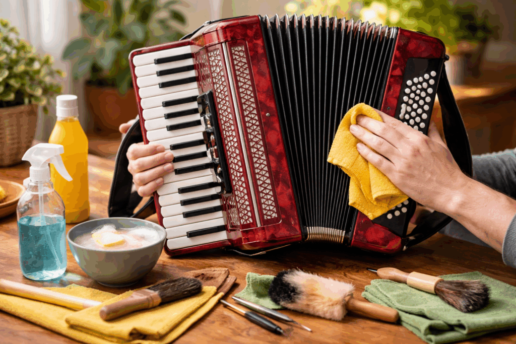 accordeon schoonmaken