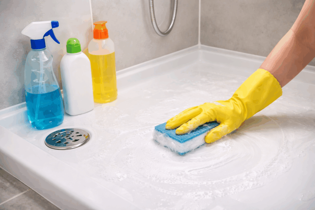 acryl douchebak schoonmaken