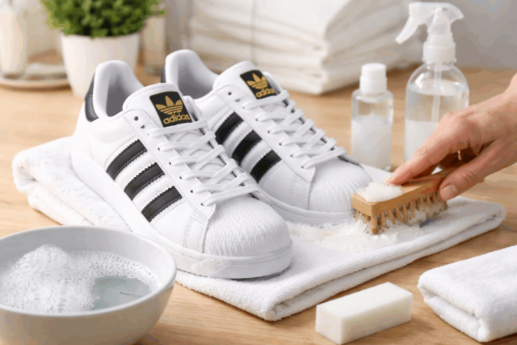 adidas superstar wit schoonmaken