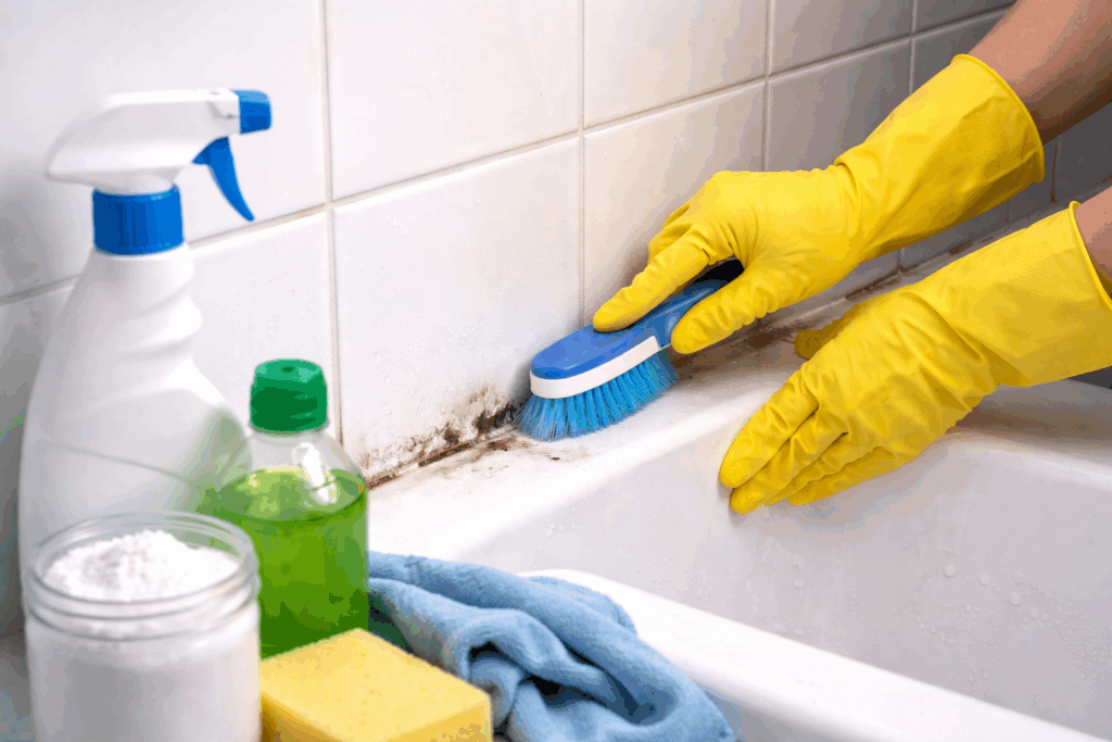 beschimmelde kit schoonmaken