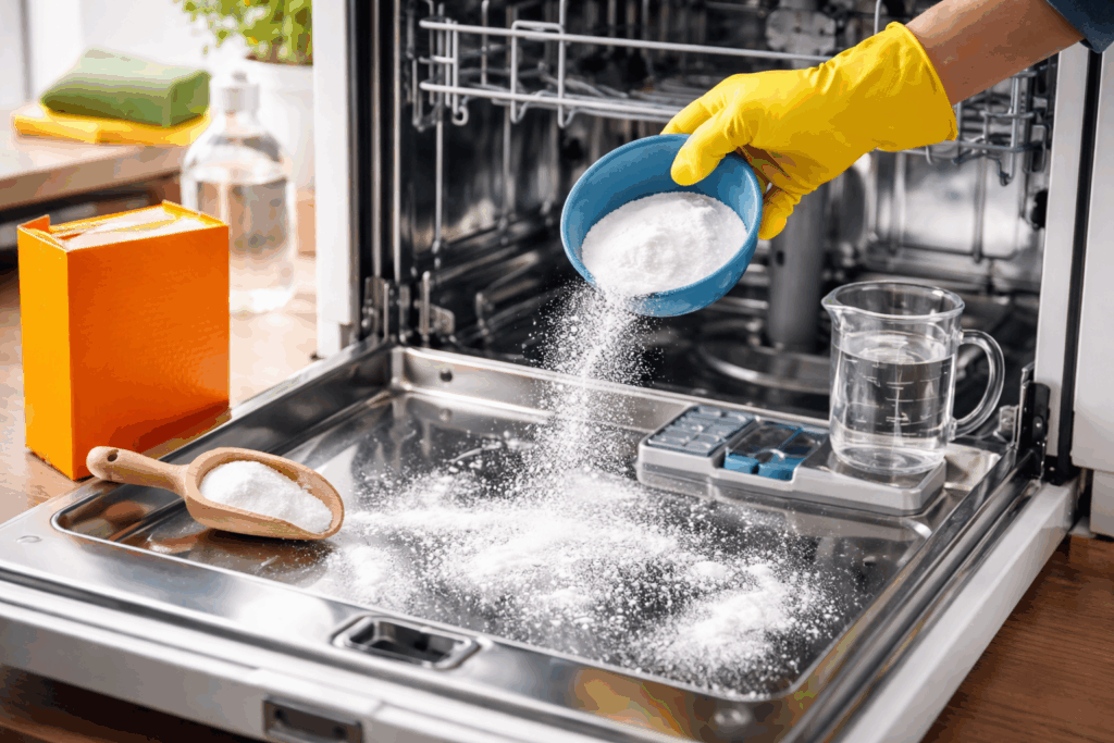 afwasmachine schoonmaken met soda