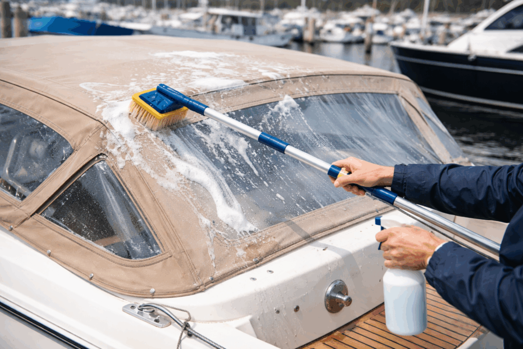 tentdoek boot schoonmaken